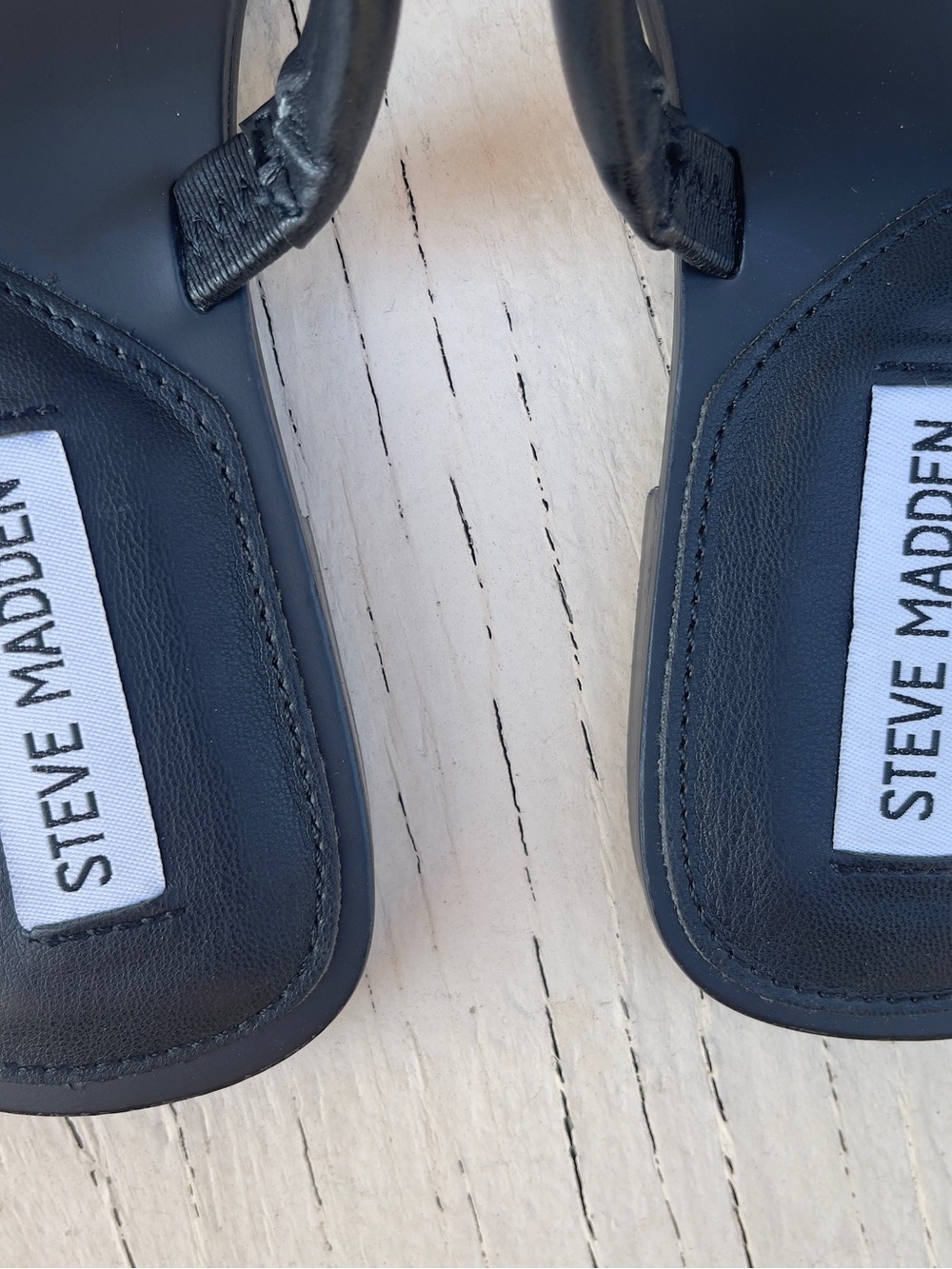 Steve Madden Black Double-Strap Square-Toe Sandals - Picture 3 of 5